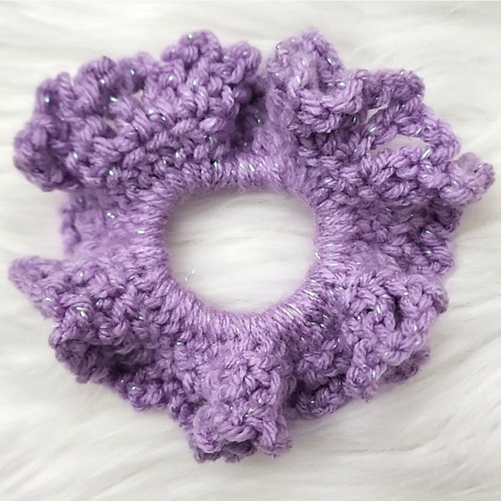 Handmade Textured Crocheted Scrunchies Ponytail Holder Hair Tie Set Of 4 - New - Picture 7 of 11